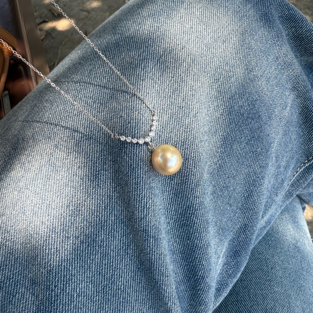 Genuine Natural South Sea Pearl Pendant 925 Sterling Silver